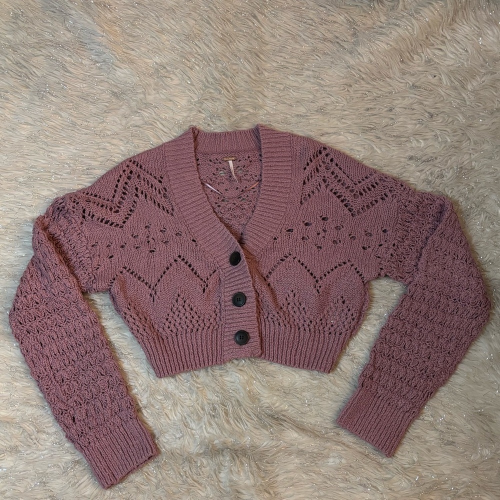 Free People Pink Women’s Chloe Cropped Cardigan Size S/P